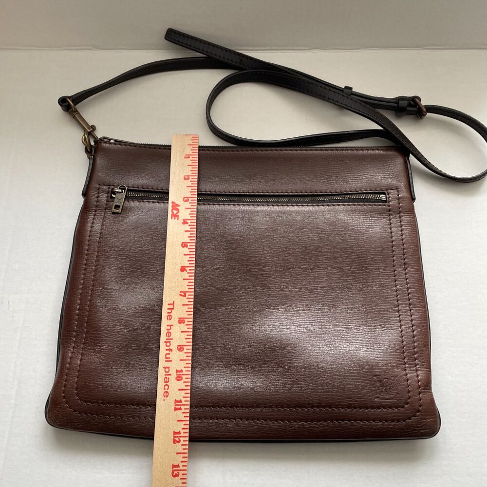 LOUIS VUITTON Sac Plat Shoulder Bag M92073 Utah Cafe Brown Calfskin - Picture 2 of 14